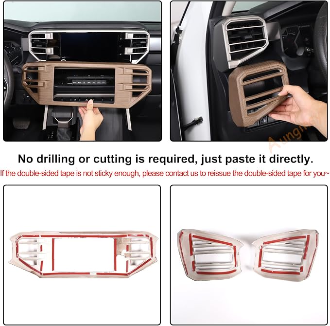 Car Center Console Air Conditioning Outlet Trim Cover Kit Compatible with Toyota Tundra/Sequoia 2022-2026, ABS Dashboard Side A/C Vent Panel Decorative Frame Protector Accessories, For 8-inch Screen