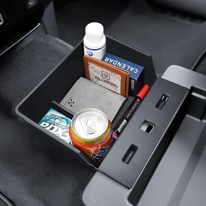 RUNROAD Center Console Organizer Tray Compatible with 2015-2026 Ford F150 and 2017-2026 F250 F350 F450 Accessories, Underseat Storage Organizer Insert Armrest Tray Cup Holder (40/20/40 Jump Seat ONLY)