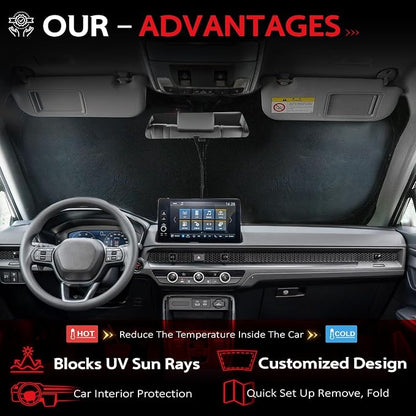KAYZT Windshield Sun Shade for Honda CRV 2023-2025 2026 CR-V Foldable Sunshade SUV Front Window Custom Fit Accessories