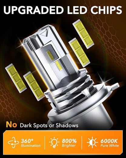 OXILAM H4/9003/HB2 Bulb for Motorcycle Hi/Low Beam, 800% Brighter, 9003 Bulb 6000K Cool White, 1:1 Halogen Size, Plug and Play, Pack of 1