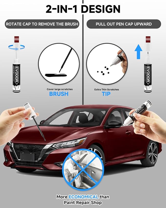 Touch Up Paint Compatible with Nissan Exact Match 2 in 1 Touch up Paint for Chips and Nicks Repair (Cayenne Red Pearl(NAH) Compatible with Altima/Cube/Frontier/Juke/Leaf/Murano/NV/NV200/Pathfinder/Quest/Rogue/Rogue-Select/Sentra/Titan/Titan-XD/Versa/Ve...