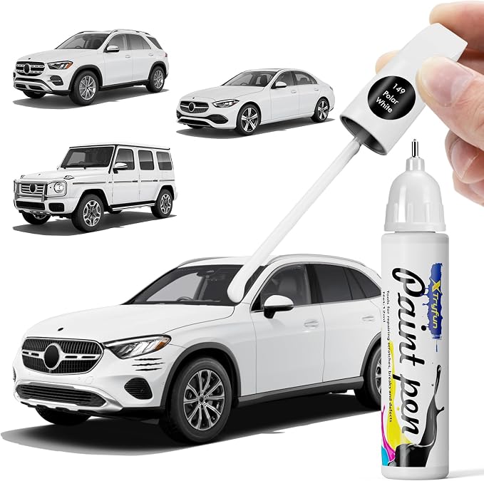 149 Polar White Touch Up Paint Compatible with Mercedes Benz, DIY Car Paint Scratch Repair, Quick & Easy Fix Automotive Scratch Repair for C/E/S/G/CLA/CLE/GLA/GLB/GLC/GLE/GLS/EQB/EQE
