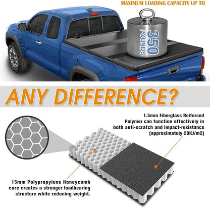 FRP Hard Tri-Fold Truck Bed Tonneau Cover Compatible with 99-07 Silverado Sierra 6.5Ft Short Bed