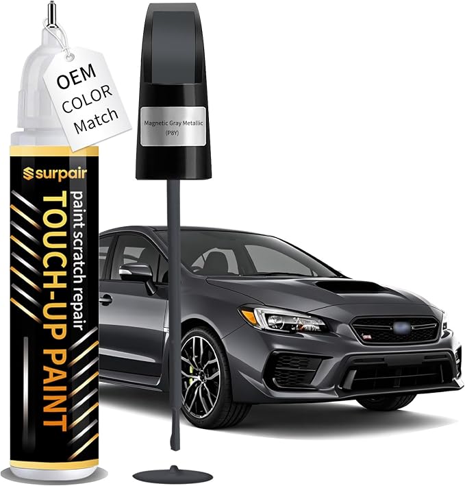 Magnetic Gray Metallic P8Y Touch up Paint for Subaru OEM Color Match Car Scratch Repair Kit for Nicks & Chips Scratches Quick & Easy Paint Fix 2-In-1 Car Scratch Remover Pen