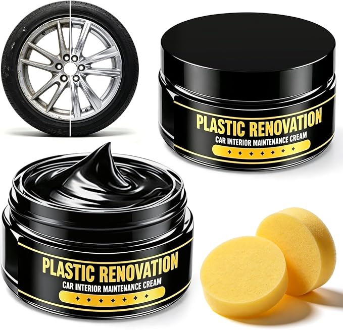 2Pcs Tire Nourish Wax Cream, Premium Tire Coating Paste, Bring Back the Original Deep Black Shine to Rubber, Trim and Plastic, Long-Lasting Tire Dressing for Car Trucks Motorcycles Tires