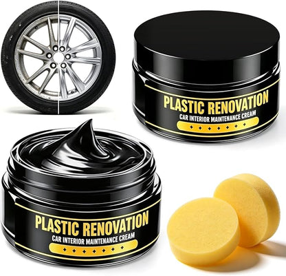 2Pcs Tire Nourish Wax Cream, Premium Tire Coating Paste, Bring Back the Original Deep Black Shine to Rubber, Trim and Plastic, Long-Lasting Tire Dressing for Car Trucks Motorcycles Tires
