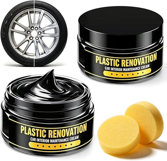 2Pcs Tire Nourish Wax Cream, Premium Tire Coating Paste, Bring Back the Original Deep Black Shine to Rubber, Trim and Plastic, Long-Lasting Tire Dressing for Car Trucks Motorcycles Tires