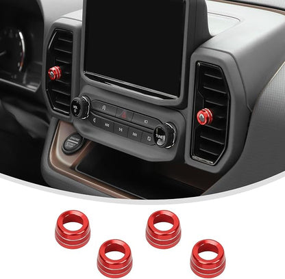 Linskip Aluminum Vent Knob Covers Compatible with Ford Bronco Sport 2021-2024, Dash Air Vent Knob Trim Kit for Bronco Sport Interior Accessories(Red)