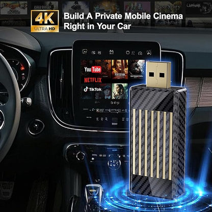 Wireless CarPlay Android Auto Adapter AI Magic Box, Built-in Play Store Netflix YouTube TikTok, HD Screen Mirroring, Plug and Play Video Adapter for OEM Factory Wired CarPlay Vehicles