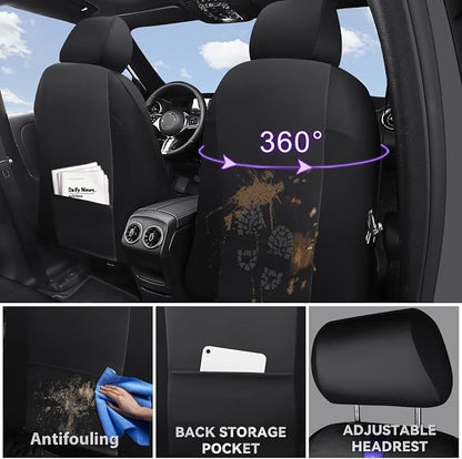 CAR PASS Nappa Leather Car Seat Covers, Water Resistant 3D Foam Faux Leather Seat Covers, Lumbar Support Automotive Seat Covers 2 Front Seats, Comfort & Universal Fit for Cars SUV Truck, Black Purple
