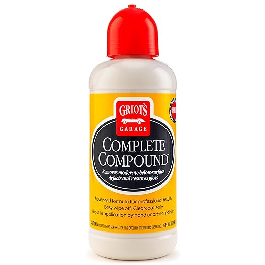 Griot's Garage Complete Compound, Car Scratch Remover for All Automotive Paint Finishes, Removes Scratches, Swirl Marks, Water Spots, Oxidation and Other Defects, 10862, 16oz