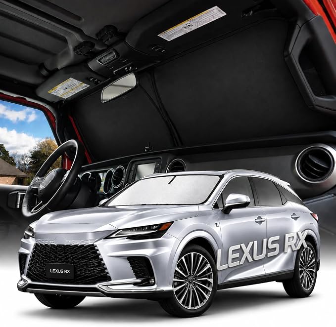 [Weektic] Windshield Sun Shade for Lexus RX350/450/500 2023 2024 2025 2026, 5-Layer Ice Crystal Reflective & Heat Insulating Sunshade for Car Windshield, Silver Foldable Sun Blocker Car Accessories