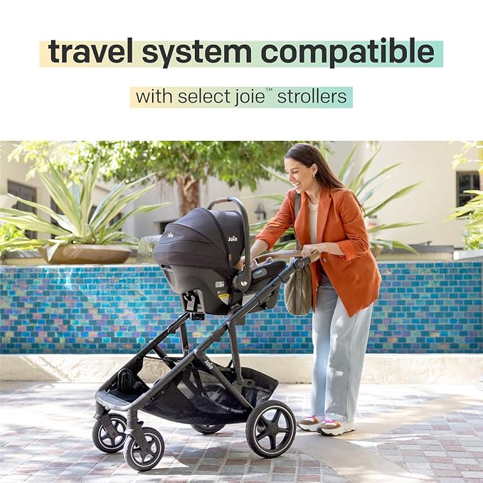 Joie Baby, Mint Latch Baseless Infant Car Seat – Lightweight, Built-in Rigid Lower Anchor Attachments and Side-Impact Protection – No Base Installation Required, Travel-Friendly Design (Dove)