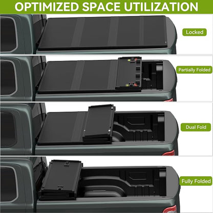 AUTOSAVER88 FRP Truck Bed Tonneau Cover Hard Tri-fold Fits for Ford F-150 F150 2015-2026 5.5ft Bed (Excl. Raptor Series)