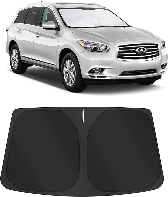 TINGLU Sun Shade for Infiniti QX60 2014-2021 Accessories Windshield Sun Shade Window Shade UV Rays Protection Sun Visor Cover with Steering Wheel Sunshade Storage Bag
