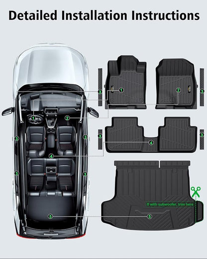 Floor Mats & Cargo Liner Custom Fit for Acura ADX 2025 All Weather TPE Rubber 1st & 2nd Floor Liners Automotive Trunk Mat for Acura ADX 2025 Accessories, Black