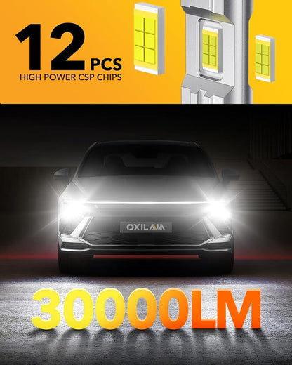 OXILAM H1 LED Light Bulbs, 1000% Ultra-Bright, 1:1 Halogen Size H1/H1LL Fog Lights, 5 Min Quick Install, 60000H Lifespan, No Flicker, 99% Compatibility, Pack of 2