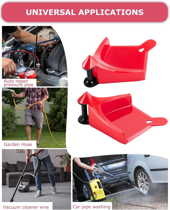 Car Hose Guide 4PCS, Hose Guide for Car Wash Detail, Tire Hose Roller Preventing Pressure Washer Hose from Stuck and Snagging Car Wash Tool for SUV Pickup Truck RV ATV Motorcycle (Red)