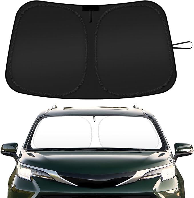 Car Windshield Sun Shade Compatible with 2021 2022 2023 2024 2025 2026 Toyota Sienna Accessories Sunshade Custom Foldable Windshield Sun Visor Protector Blocks UV Rays Keep Your Car Cooler