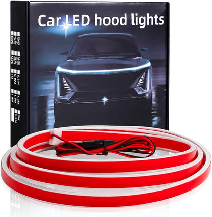 70 Inch Car Hood Light Strip, Dynamic LED DRL Daytime Running Light with Scan Start-up, 12V Flexible Waterproof Exterior Strip for Car, Truck, SUV, White