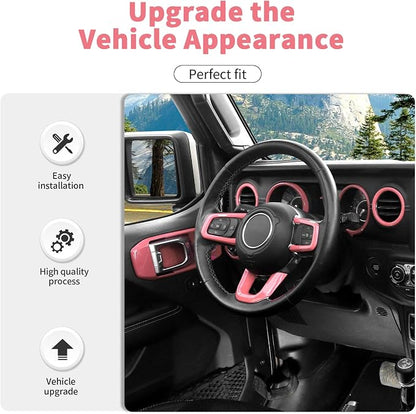 21PCS Full Set Interior Trim Kit for 2018-2023 Jeep Wrangler JL JLU, Side Outlet Door Handle Bowl Roof Reading Light Cover Trim (Pink)