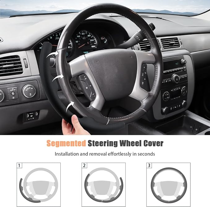 Aimato Customized Steering Wheel Cover for Chevy Silverado 1500 2007-2013/GMC Sierra 2007-2013/2500 3500 Suburban Tahoe Yukon 2007-2014/Traverse 2009-2017/GMC Sierra 2500 3500 2008-2014