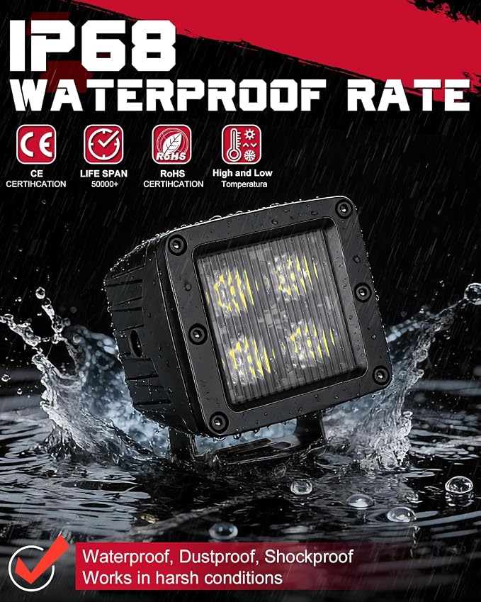 OFFROADTOWN LED Cubes, 3 Inch 80W CREE LED Pods Offroad Driving Lights Ditch Fog Backup Reverse Light for for Trucks UTV SUV ATV Motorcycle Pickup Boat - 2Pcs Driving Flood Beam