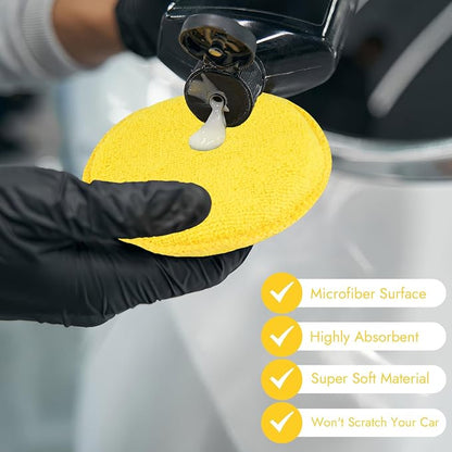 10 Pack Wax Applicator Pads, Microfiber Applicator Pad with Finger Pocket, Foam Car Wax Applicator Pad for Car Cleaning and Polishing (Yellow)