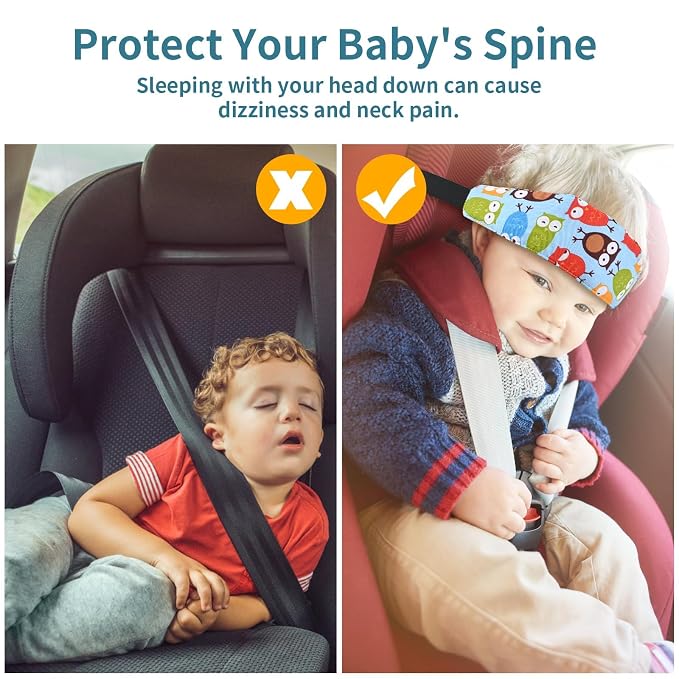 Luckyiren Head Support for Stroller Car Seat - Head Band Strap Headrest for Sleeping Traveling for Toddler Kids Children Child Baby Infant- Pink