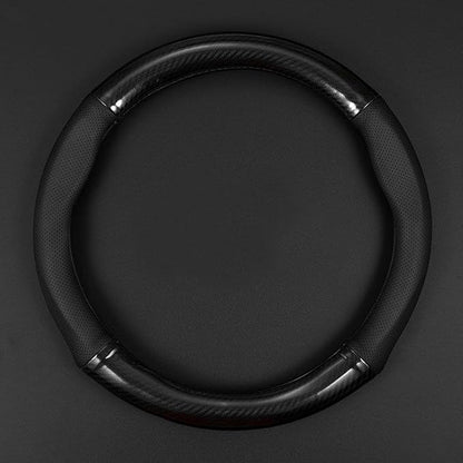 gunhunt 1 Pack Car Breathable Steering Wheel Cover, Carbon Fiber Non-Slip Steering Wheel Protector, Wear -Resistant Steering Wheel Sleeve, Four Seasons Universal Steering Wheel Set (Black #Circular)