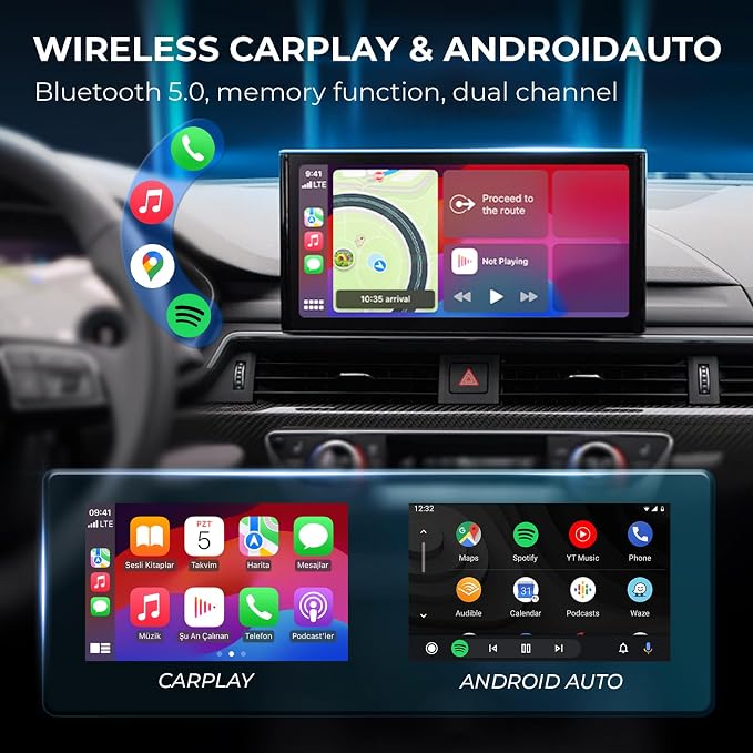 Wireless CarPlay Adapter for Android/iPhone, 2025 Upgrade 𝟮 𝙄𝙉 𝟭 USB-A&C, Fast BT 5.3GHz, Auto-Connect for Built-in Wired CarPlay Cars, Mini Android Auto Dongle Compatible for iOS 10+/Android 11+
