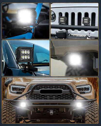 LED Pod Lights, Nirider 2PCS 120W 3 Inch CREE Fog Lights LED Cube Light Off Road Light Pods Spot Light Bars for Truck Car SXS UTV ATV Tractor Boat