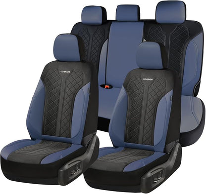 Coverado Car Seat Covers Full Set, Leather Seat Covers, Waterproof Automotive Protectors 5-Seat, Luxury Universal Fit Seat Covers for SUV, Truck, Sedan and Most Vehicles All-Weather