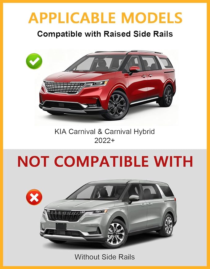 Tuyoung 300lbs Lockable Roof Rack Cross Bars Compatible with 2022-2026 KIA Carnival & Carnival Hybrid with Raised Side Rails, Heavy Duty Anti-Theft Aluminum Roof Crossbars Cargo Carrier Bag Black Bike