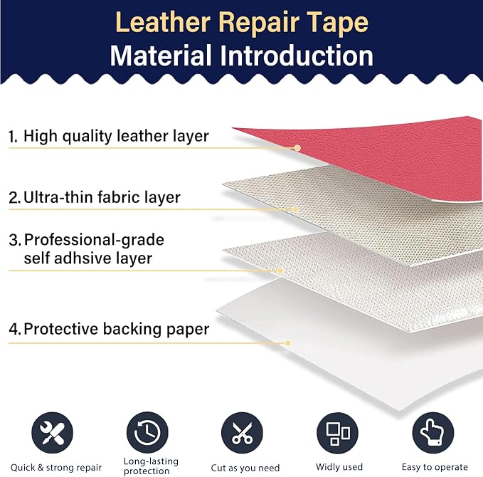 Zenyao Leather Repair Patch Tape - Self Adhesive Leather Repair Kit for Car Seat Furniture, Heavy Duty Vinyl Repair Patch for Couch Sofa, Waterproof Fix for Tears, 16x30 Inch Roll, Hot Pink