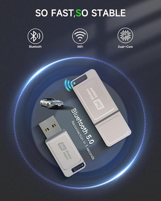 Spedal Wierless CarPlay Adapter for iPhone and Android,Spedal CL321 CarPlay Wierless Adapter -Mini CarPlay Design,2in1,Fast Pairing,Stable Car Control & No Delay,USB & Type-C Extension Cable Included