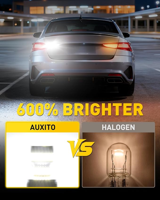 AUXITO Upgraded 7440 7443 LED Bulbs for Reverse Lights Brake Tail Lights T20 7441 7444 LED Replacement Light for Backup Tail Brake DRL Turn Signal Parking Lights, 6000K Xenon White