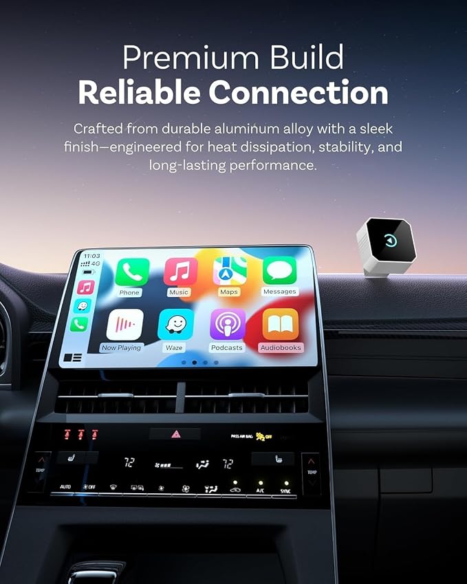 Wireless CarPlay Adapter for Apple Car Play Wireless Adapter, Android Auto Carplay Wireless Adapter, No Latency Bluetooth Carplay Adapter for iPhone iOS 10+ & Android 11+ & Car 2016+