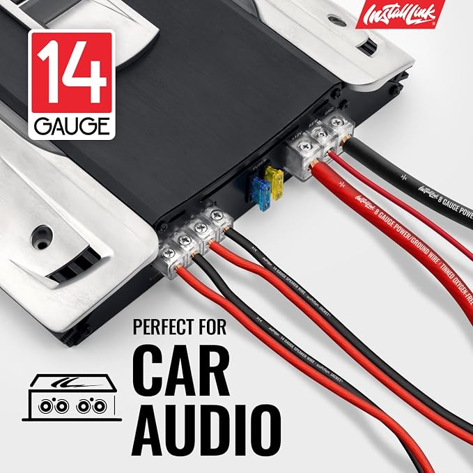 Install Link 14 Gauge Speaker Wire (Speaker Cable) for Car, Home or RV Audio Cable, 100ft, CCA