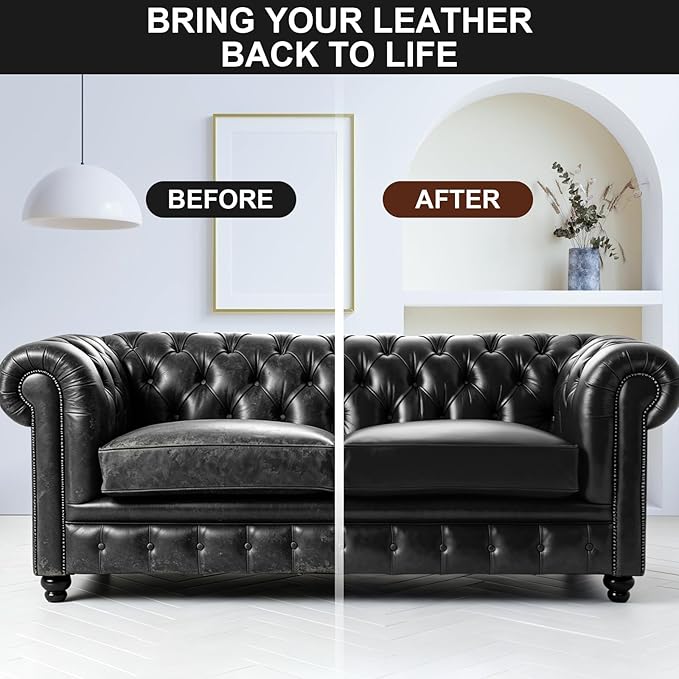 STARTSO WORLD Leather Recoloring Balm, Black Leather Repair Kit for Furniture, Leather Dye, Leather Color Restorer for Couches, Leather Couch Paint | Repair, Restore Faded & Scratched Leather