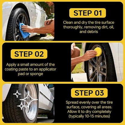 2026 New Tire Coating Paste & Trim Restorer,Car Tire Plastic Trim Renewal Paste with Sponge,Tires Polishing Pastes for Cars, Trucks,Motorcycles,Bring Back the Deep Black Shine (3 Set)