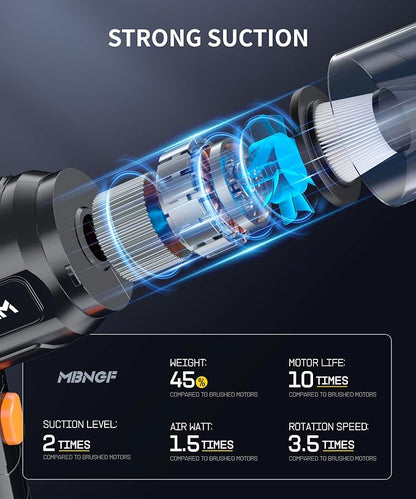 Car Vacuum Portable Cordless, High Power Suction & Blower, Handheld Vacuum Cleaner for Car, Home, Desktop, Keyboard,Birthday Gifts for Men Dad Husband(Jet Black)