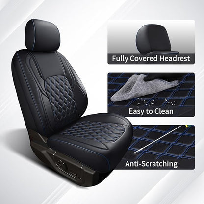 Huidasource Tacoma Truck Seat Covers Custom Fit for 2016-2023 Double & Crew Cab Toyota Tacoma SR SR5 Limited TRD Sport/Pro/Off Road, Full Coverage Front and Rear Seat Covers (Full Set/Black & Blue)
