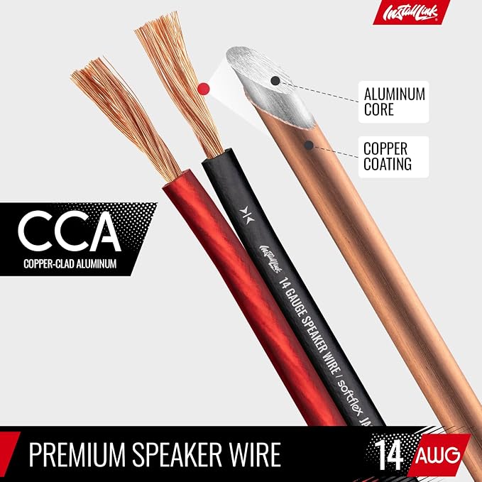 Install Link 14 Gauge Speaker Wire for Car, Home or RV Audio Cable, 250ft, CCA