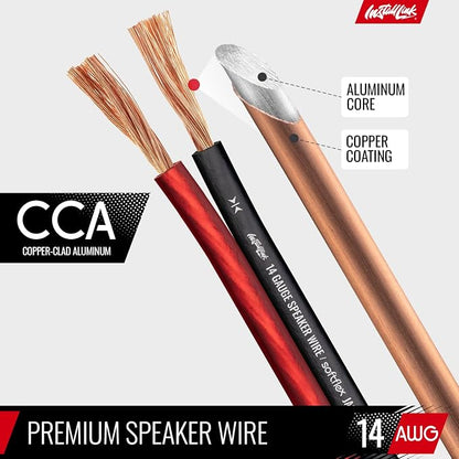 Install Link 14 Gauge Speaker Wire for Car, Home or RV Audio Cable, 250ft, CCA