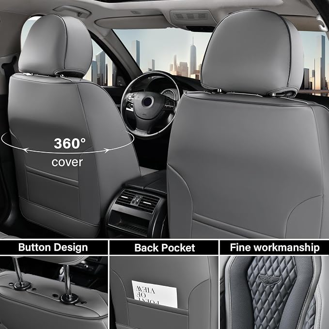 Coverado Car Seat Covers Full Set, Black Seat Covers, Automotive Car Seat Cover, Car Seat Cushion, Car Seat Covers Front Seats Back Seat Covers, Car Seat Protector Universal Fit Most Cars