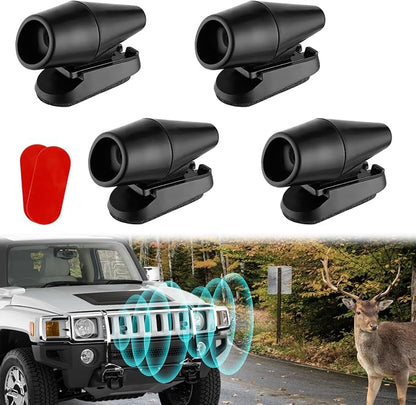 4PCS Wind & Ultrasonic Deer Safe Whistles for Vehicles - Deer Horn with Self-Adhesive Tape, Automotive Safety Kits for Car Avoid Collisions