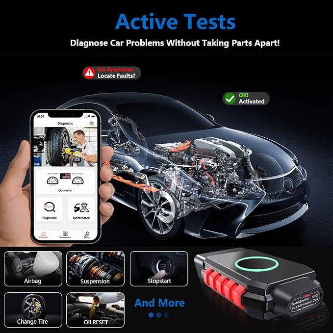 Bluetooth OBD2 Scanner Bidirectional Tools, VIDENT iSmartDiag510Pro Scan Tool with Lifetime Updates, 28 Resets, CAN FD/DoIP, All System Diagnostics for iOS & Android