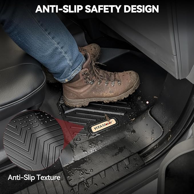 YITAMOTOR Floor Mats Compatible with 2015-2024 Ford Edge, Custom Fit Black TPE Floor Liners 1st & 2nd Row All-Weather Protection