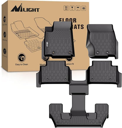 Nilight TPE Floor Mats for Jeep Grand Cherokee L (6-Passenger Without Center Console) 2021 2022 2023 2024 2025 2026 All Weather Custom Fit Heavy Duty Floor Liners
